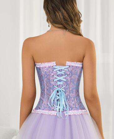 Корсет-бюстгальтер XZQTIVE для жінок, готичний корсаж з мереживом, синій та рожевий (XL)