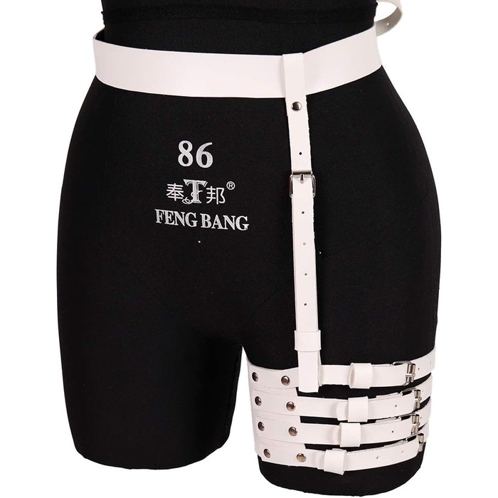 Жіночий шкіряний повзунок для панчіх, корсетний пояс, регульований, повзунок для ніг, каге для тіла, панчохи, стрічки для стегон (білий)