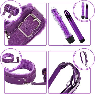 Набір для БДСМ з 26 елементів Qoosea: наручники, феттери, анальні пробки, іграшки для пар. Чорний колір.