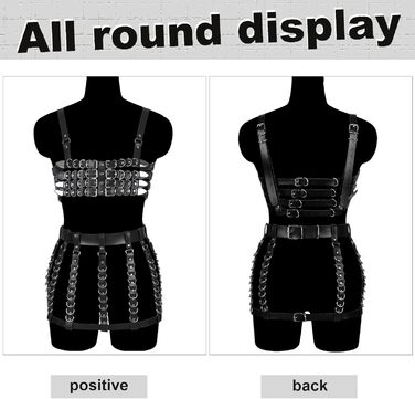 Корсет-гетри з шкіряним поясом для жінок та дівчат. Готичний аксесуар для вечірок, танців, готичного стилю (Чорний)