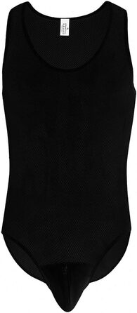 Чоловічий боді на блискавці з сітчастою вставкою, прозорий, чорний