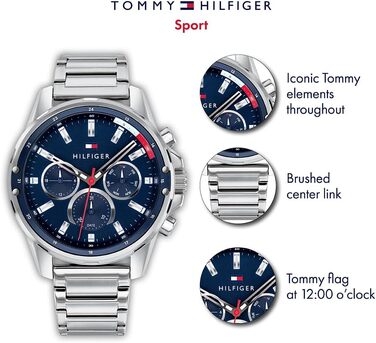 Чоловічий кварцовий годинник Tommy Hilfiger Multi Zifferblatt (Сріблястий/Темно-синій)