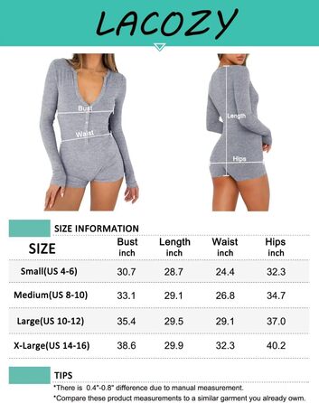 LACOZY жіночий комбінезон з довгим рукавом та V-подібним вирізом, сексуальний стиль Y2K, обтислий, піжамний комплект, спортивний боді білий