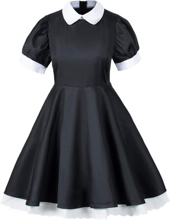 Костюм Аніме Лоліта Французька Служанка, Комплект з 6 предметів: Шюрка, Перчатки, Головний Убір, Шкарпетки, Костюм Cosplay, Чорний/Синій (XL)