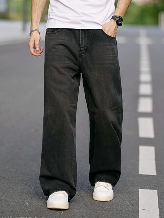 Чоловічі широкі джинси Baggy Skater чорного кольору, повсякденні штани денім, розмір L