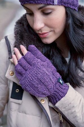Жіночі зимові терморукавички без пальців Heat Holders, зігріваючі, фіолетові (2.3 tog)