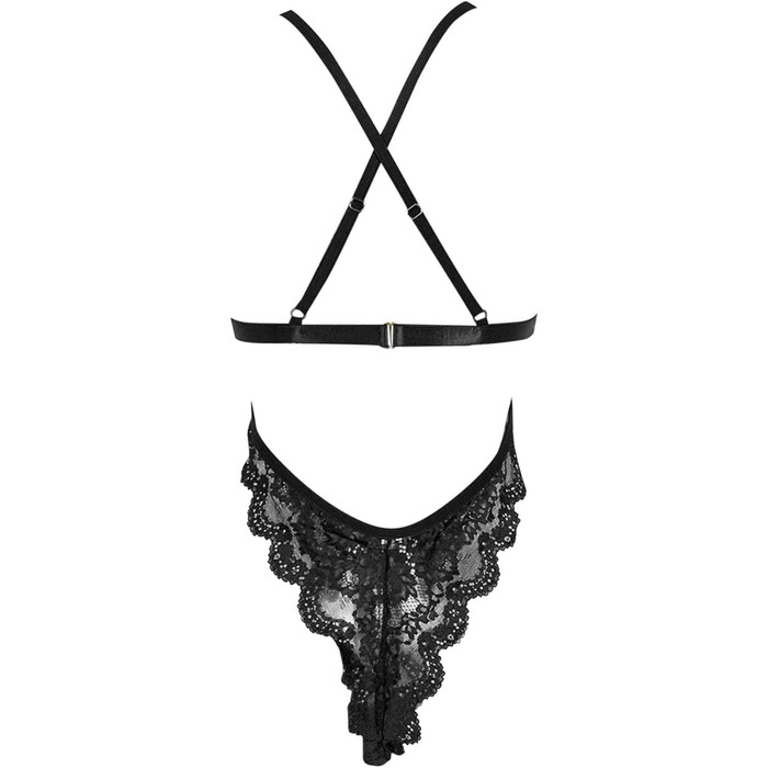 Сексуальна жіноча білизна комплект: боді, нігліж, babydoll. SRZYJ, мереживо, глибокий V-подібний виріз, чорний (A3, L)