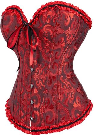 Корсетний топ CSKJ для жінок: готичний, вінтажний, з мереживом, для повних грудей, бавовняний, для схуднення, для вечірки, XL, A13_Wein