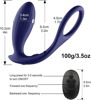 Анальні вібратори PQKuss для пар: стимулятор простати з 3 режимами шоку та 10 вібрацій, електричний анальний плагін та кільце для пеніса, силікон