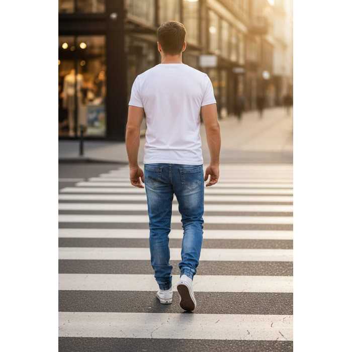 Чоловічі джинсові джогери Reslad Slim Fit, спортивні штани в стилі джинс RS-2073, сині, розмір XL