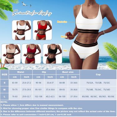 Бікіні Daen Bikini Set - двочастинний купальник пуш-ап з високою талією, спортивний, для жінок (M, білий)