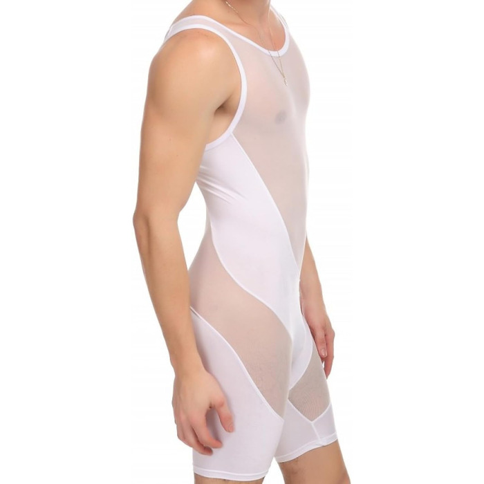 Сексуальний комплект нижньої білизни для перевдягання: халат та прозорі штани для чоловіків (білий, XL)