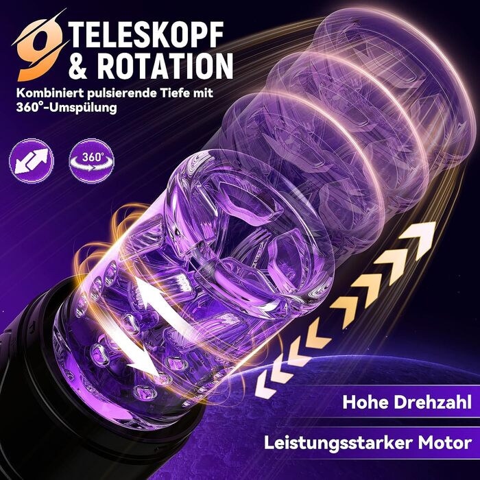 Електричний мастурбатор для чоловіків з 9 режимами, ротацією та вакуумом, з тримачем для телефону та імітацією ротової порожнини