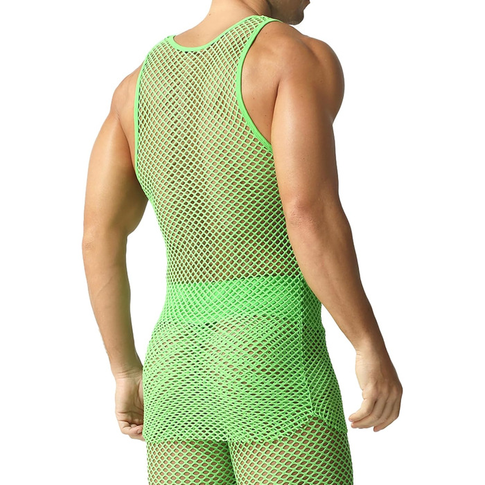 Чоловіча сітка QiaTi - прозора футболка-сітка, довга модель (зелена, M)