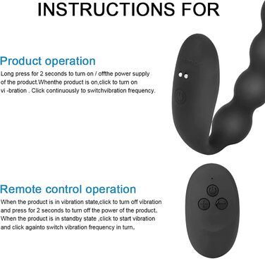 Анальний вібратор LZMYZ з 10 режимами вібрації, 2 мотори, перлини для масажу простати, для чоловіків, жінок та пар