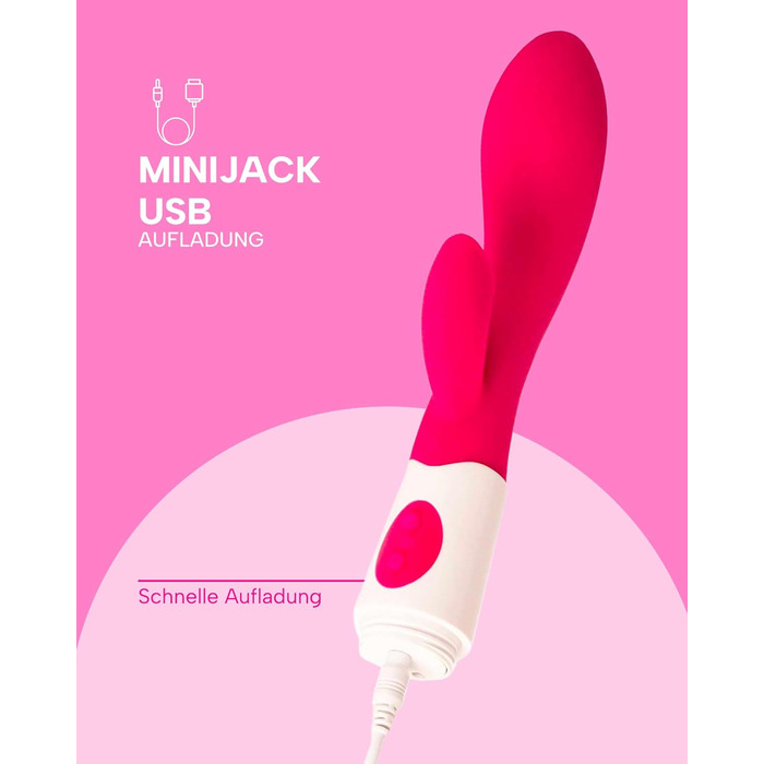Вібратор для жінок MySecretCase Rabbit 21 см + 6 вібраторів з язичком, набір для пар, рожевий Miss Pinky - стимуляція клітора та точки G, 9 режимів