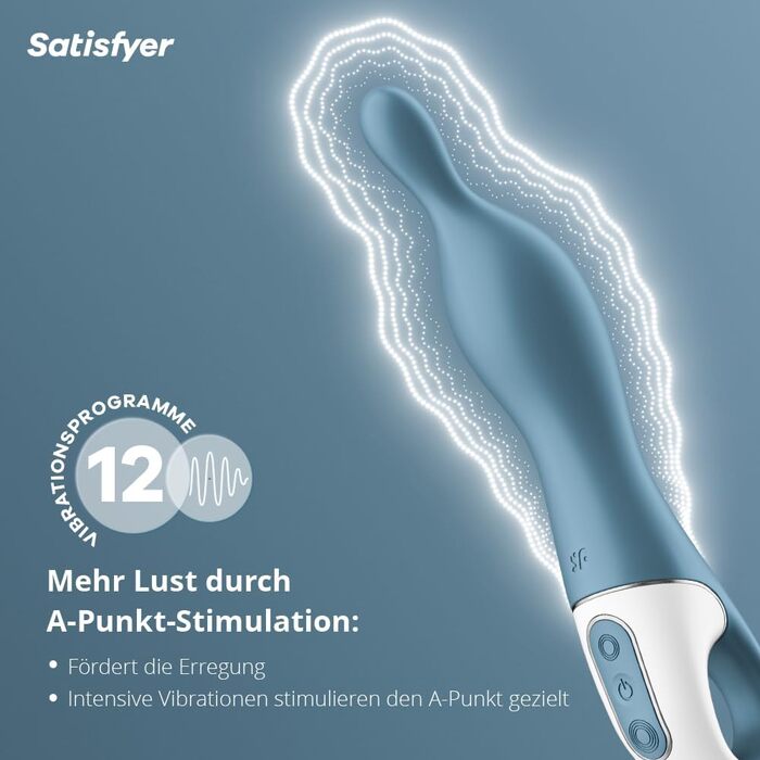 Вібратор Satisfyer A-Mazing 1: гнучкий наконечник для інтимної стимуляції, водонепроникний (IPX7), перезаряджається, для жінок (блакитний)