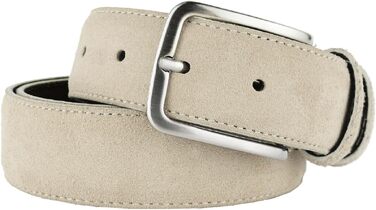 Рімень зі справжньої шкіри (wildleder) унісекс, Made in Italy, бежевий, ширина 3.5 см, розмір 115 (50-52)