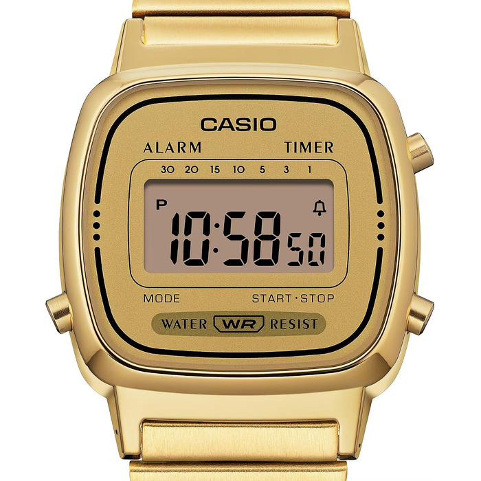 Жіночий наручний годинник Casio Vintage Digital LA670WGA-9DF, кварцовий, золотистий сталевий браслет