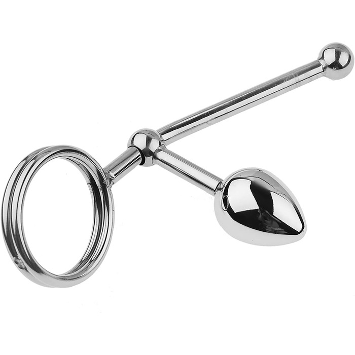Анальний гачок з кільцями для яєчок, металевий, для БДСМ, з кільцем для статевого члена, з анальним штекером, для чоловіків, S+M+L