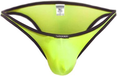WOJOER Танга чоловіче міні з принтом смужки, для пляжу та нижньої білизни, еластичний Bug Thong з натуральним пуш-ап ефектом, дизайнерський Kubwear від Innovations-abe, виготовлено в Німеччині (S, неоновий жовтий)