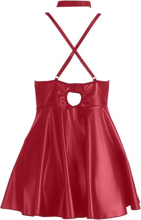 Набір жіночої білизни: ремінь, шкарпетки, спідниця з екошкіри, регульований комірний ланцюжок (Червоний, XL)