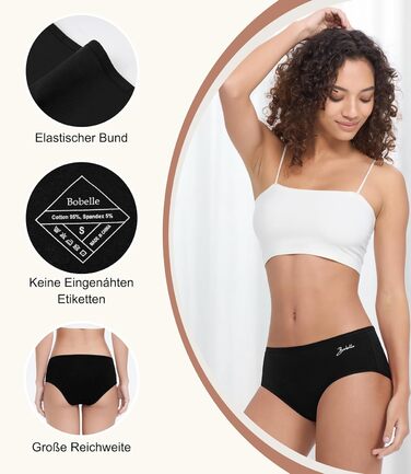 Бобель: 5 трусиків для жінок, бавовна, дихаюча підбірка, комфортні труси, м'які, еластичні (S-XXL) чорного кольору