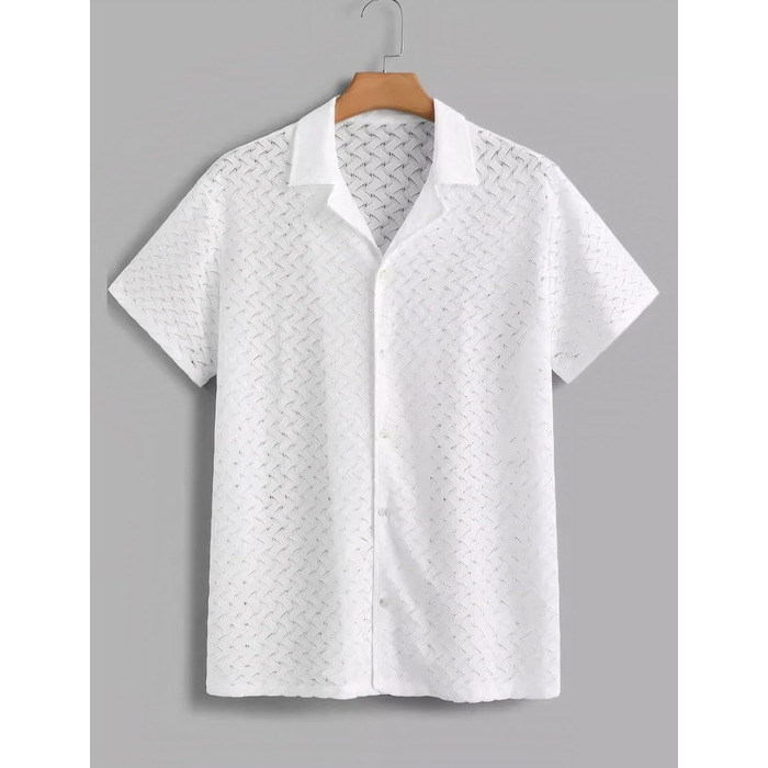 Чоловіча сорочка поло з мереживом AIEOE, колір бежевий, літо, сонцезахисна, вільного крою, розмір S-XXL