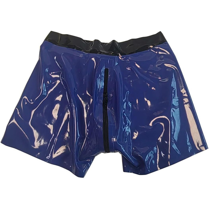 Боксери чоловічі з латексу блакитні Kangxinsheng з блискавкою спереду, для косплею, вечірок, костюмів, XXL