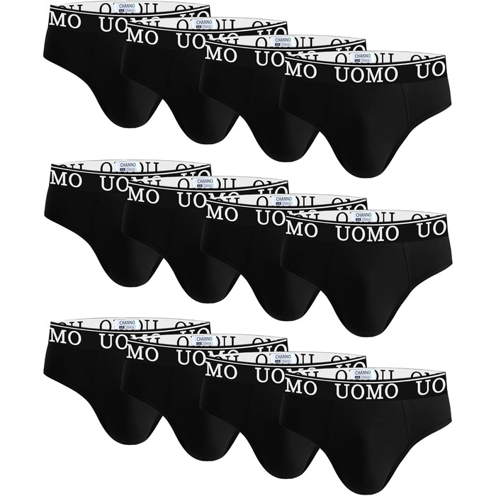 Чоловіча бавовняна білизна Channo: 12 шт. труси з м'якою поверхнею для комфорту, чорний (L)