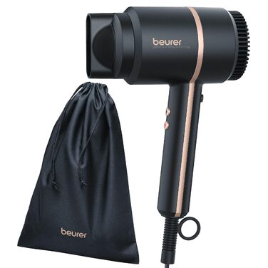 Фен для волосся Beurer HC 35 з іонізацією, 1600-2000 Вт, з LED-дисплеєм та насадкою для стайлінгу, чорний