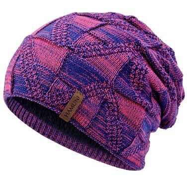В'язана шапка-біні HAMUNI унісекс, дихаюча slouch beanie для жінок та чоловіків (Фіолетова)