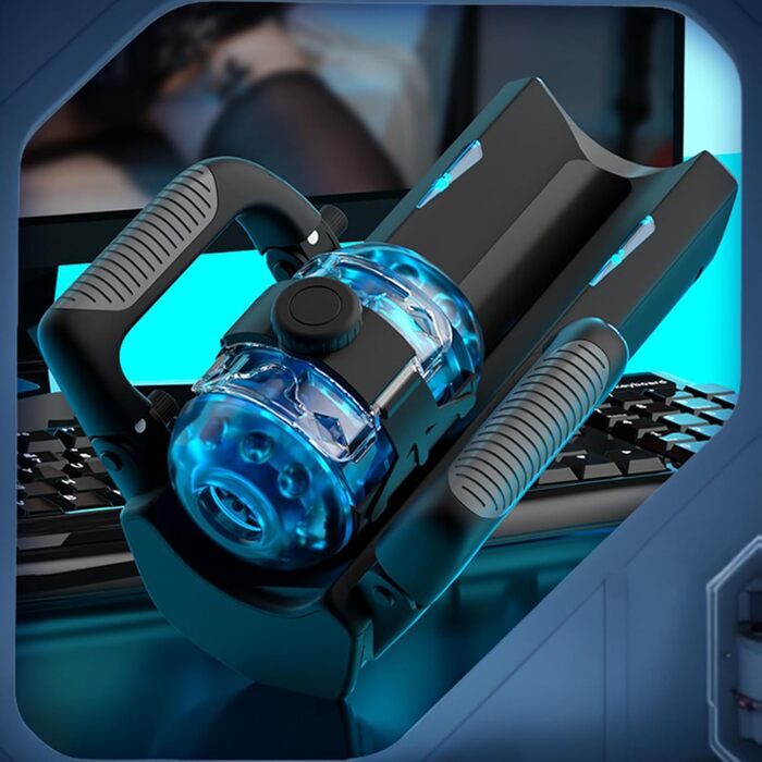 Електричний мастурбатор з подвійним руків'ям для чоловіків – реалістична вагіна, чорний колір