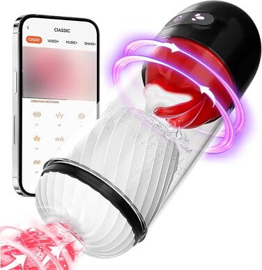 Електричний мастурбатор для чоловіків з 9 вібраціями та 360° змиканням язика, пеніс-насос, секс-іграшка