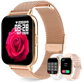 Смарт-годинник для жінок Rose Gold: фітнес-трекер з функцією дзвінків, моніторингом серцебиття, SpO2, сну та менструального циклу, екран 1.69