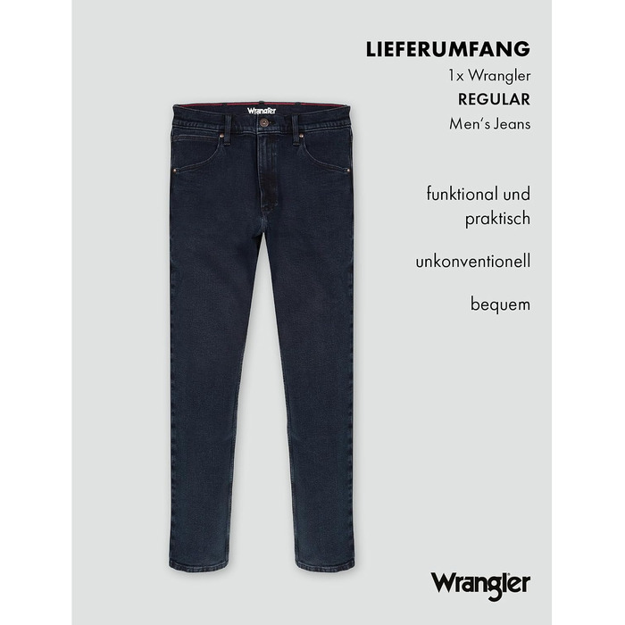 Чоловічі джинси Wrangler Regular Fit Regular - середня посадка, синьо-чорні, W34 L32