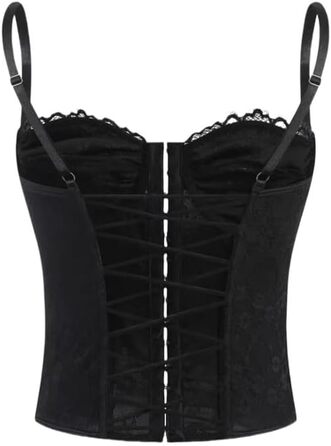 Топ-бралетта Haibang з мереживом, чорний: сексуальний корсет, топ з тонких бретелек, форма одягу для вечірок та клубів
