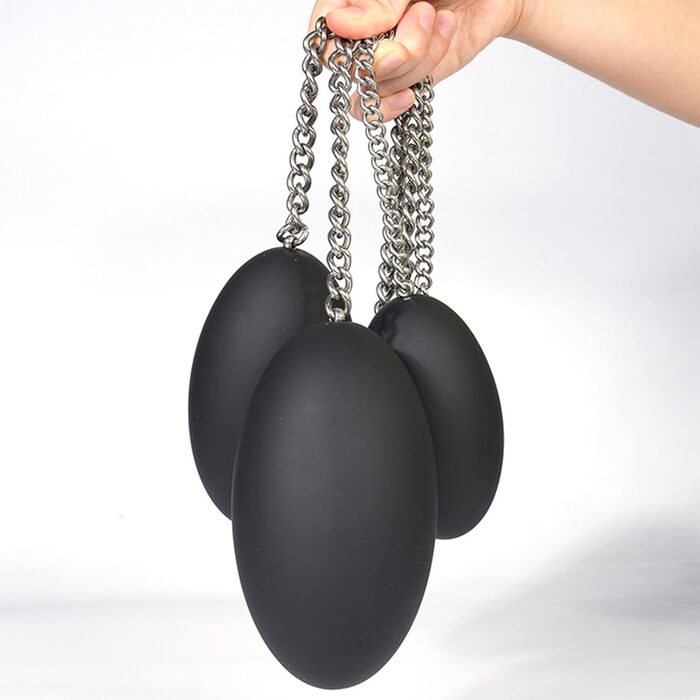 Анальний плаг з нержавіючої сталі з ланцюжком, анальний м'яч, кулі для ануса, великі овальні анальні плаги, анальні кулі трьох розмірів, анальний дилататор з великим анальним м'ячем. Іграшки для дорослих для чоловіків та жінок (M)