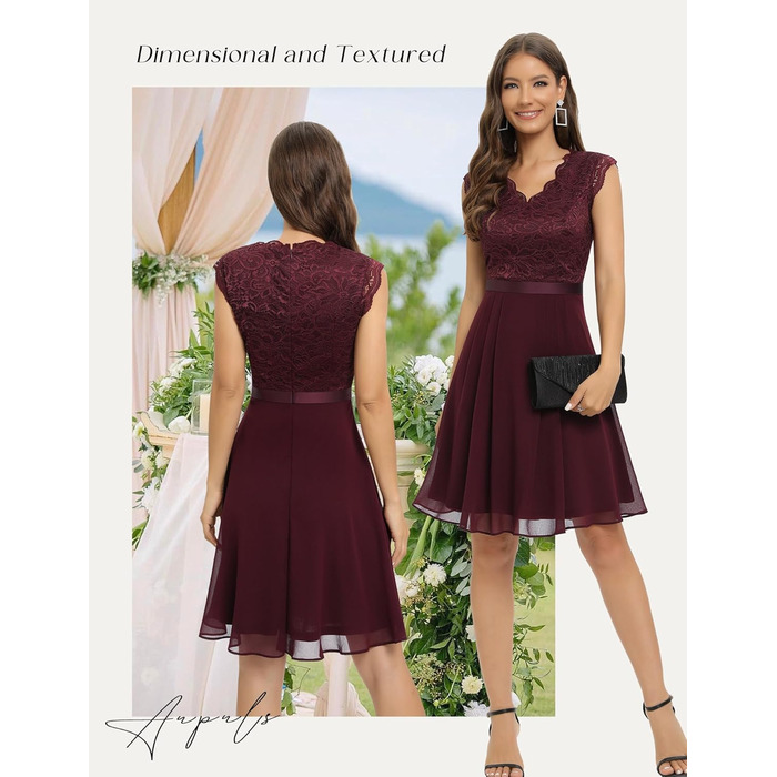 Сукня коктейльна Dressystar жіноча бордового кольору, довжина міні, для вечірки та весілля