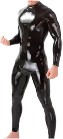 Латексний комбінезон для чоловіків Viyoli з латексом, червоний, з блискавкою в паху