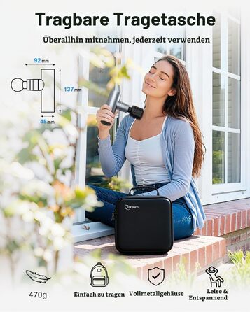 Перкусійний масажер cotsoco Mini Massage Gun з функціями підігріву та охолодження, металевий корпус, 5 насадок для глибокого масажу м'язів, сірий