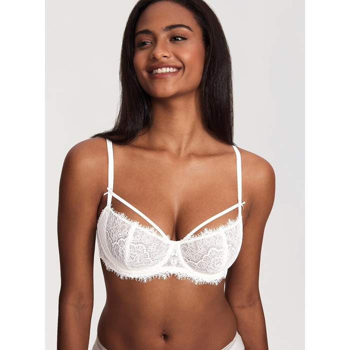 DOBREVA Ліфчик бюстгальтер жіночий мереживний, з пуш-ап, балконет, білий, 70D