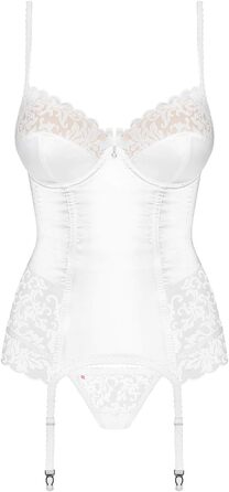Сексуальний комплект спідньої білизни Obsessive: мереживний корсет-бра та стрінг (S-M, білий)