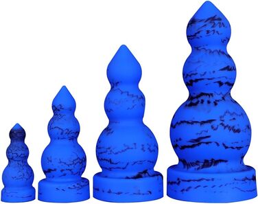 Анальний плагін Jixaxe Riesen з соскою, силікон, XXL, для пар, синій, екстра великий