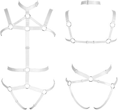 Жіночий комплект корсет, стрінги та пояс: еластичний топ з вирізами для фотосесій, танців, карнавалу в стилі панк-готика (білий)