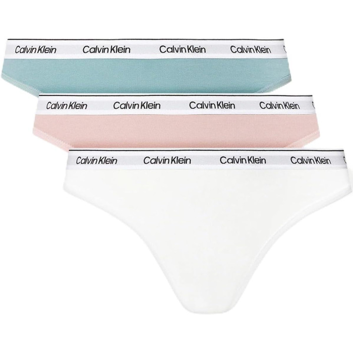 Труси-бразильяни Calvin Klein Modern Logo 3 штуки в упаковці (XL, Кольоровий (Приглушений/ Білий/ Зони Beach))