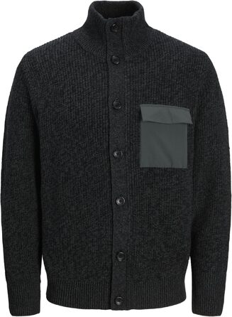 Чоловічий в'язаний кардиган Jack & Jones Jcomace Urban Chic, колір Asphalt/Black, розмір L