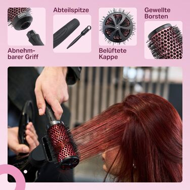 Набір щіток для завивки та об'єму волосся Olivia Garden Multibrush Curlers Kit (4 насадки, знімна ручка), розмір 45 (XS)