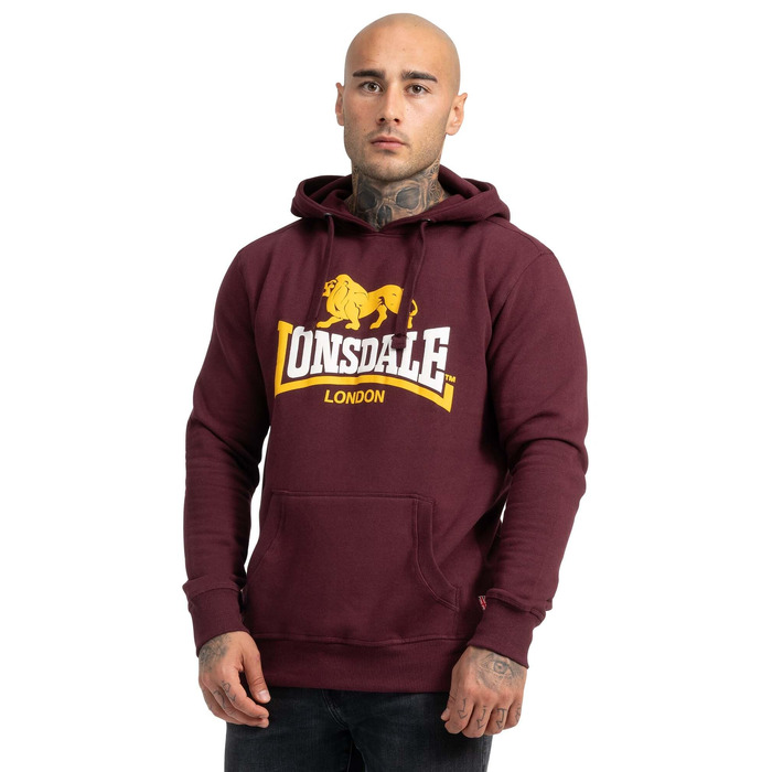 Чоловіча толстовка на блискавці з капюшоном Lonsdale RINSEY, приталена модель, колір Oxblood, розмір S