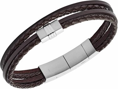 Чоловічий браслет Fossil Casual Texture з натуральної шкіри та нержавіючої сталі, коричневий, з магнітним або складаним замком